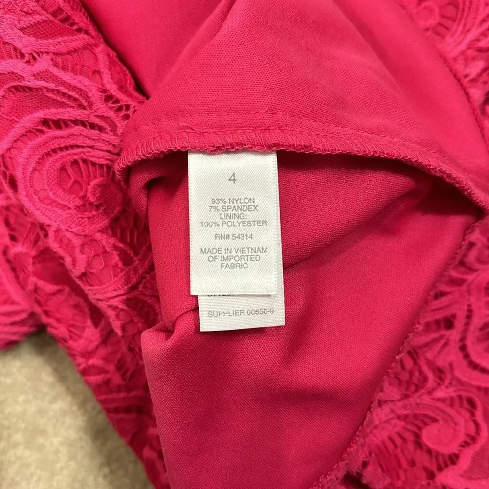 Bisou Bisou Michele Bohbot Pink Lace Overlay Eyelet Lined Sleeveless Dress 4